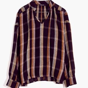 Madewell Highroad Popover Shirt in Lessing Plaid, medium, nwt